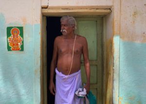 A man outside his home in a Chettinad village.