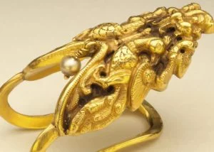Finger Ring (neli). Tamil Nadu, early 19th century. Gold with pendant pearl. LACMA