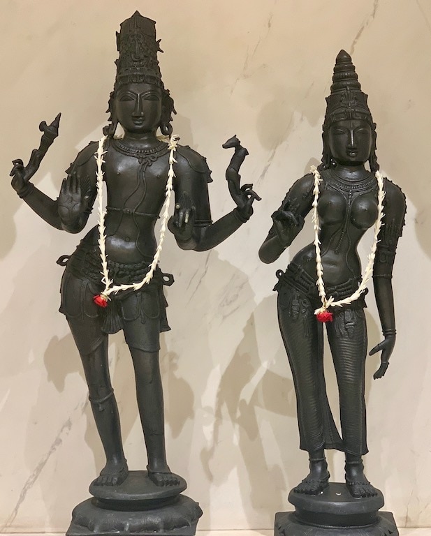 Shiva and Parvati. Bronze statues.